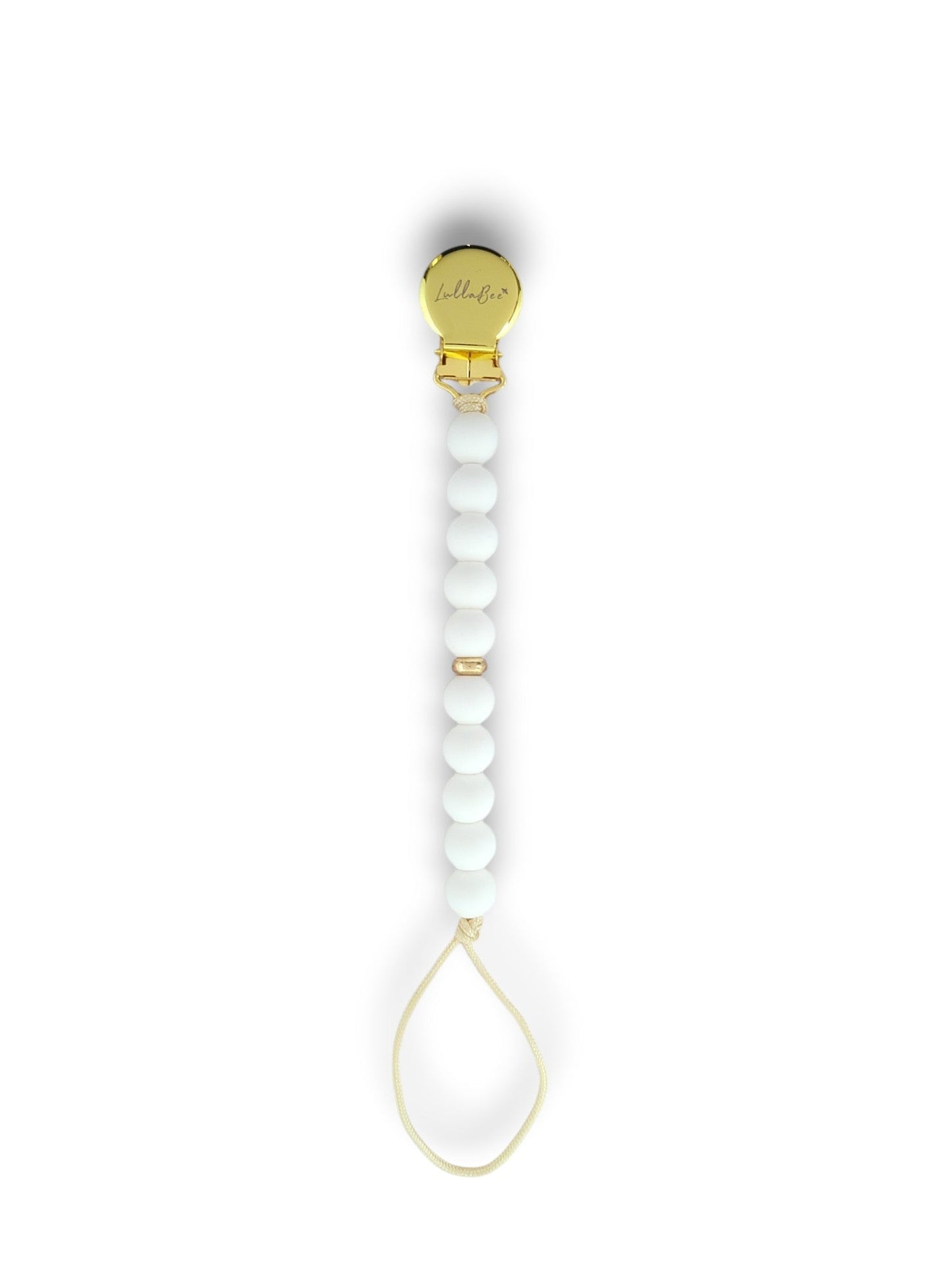 White Pearl Pacifier Clip