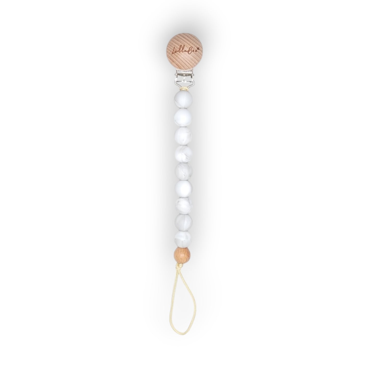 Wooden Marble Pacifier Clip