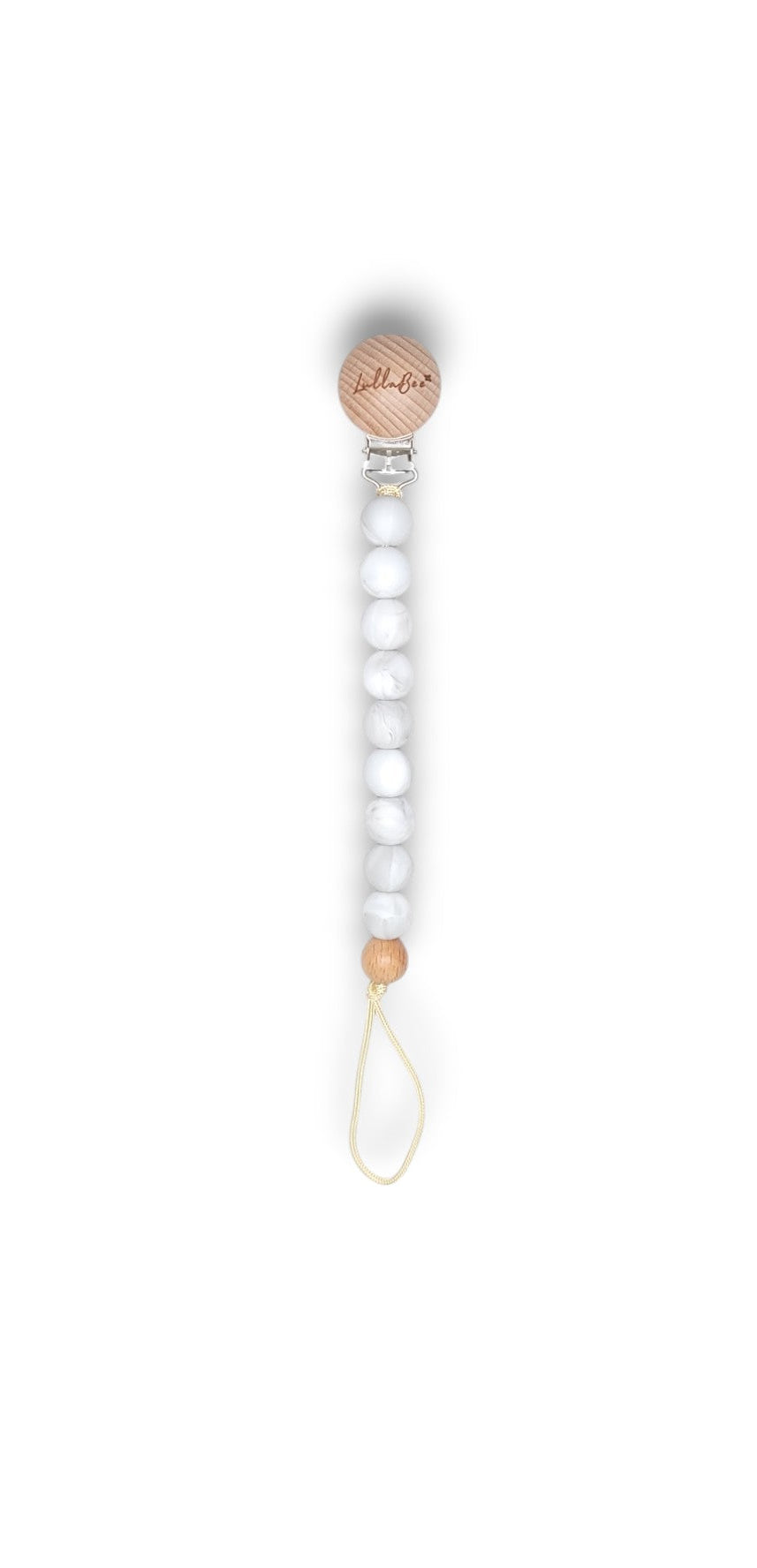 Wooden Marble Pacifier Clip