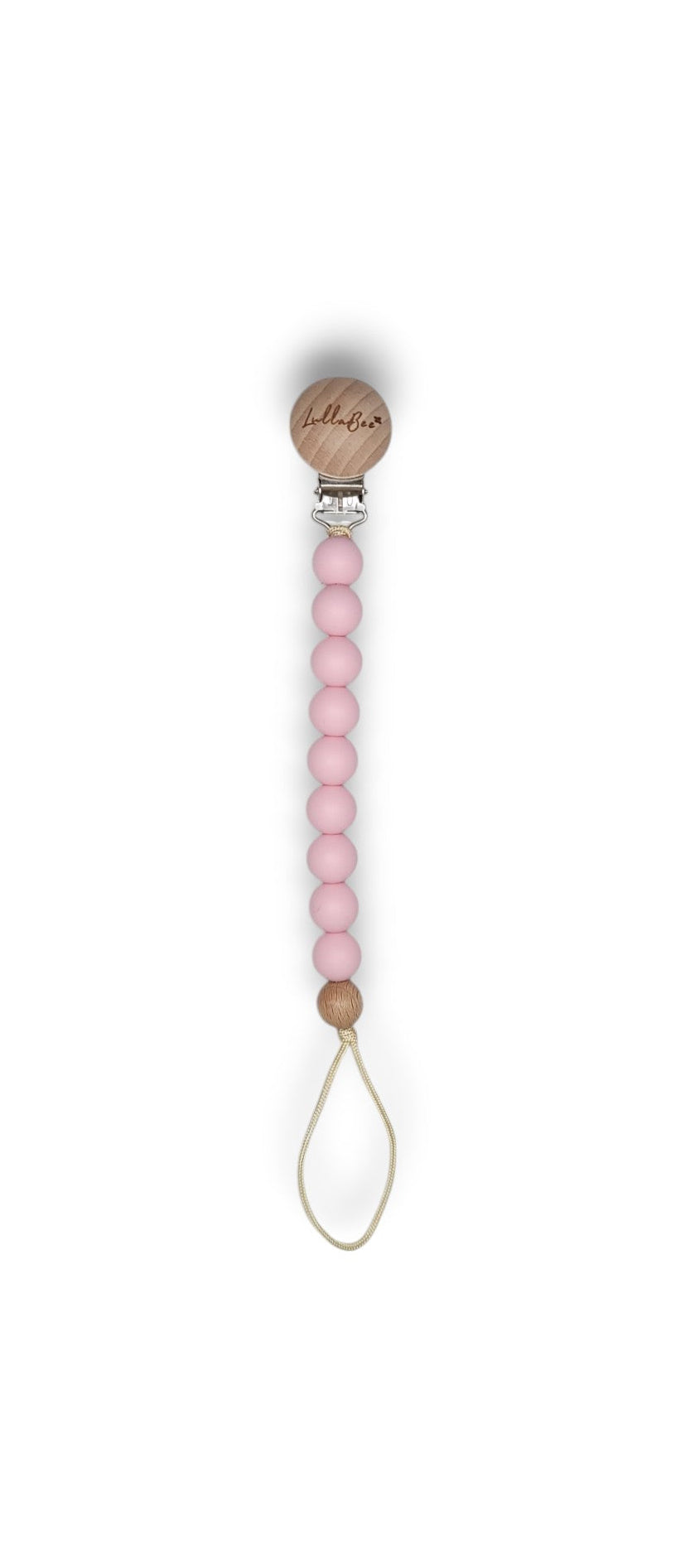 Wooden Pink Pacifier Clip