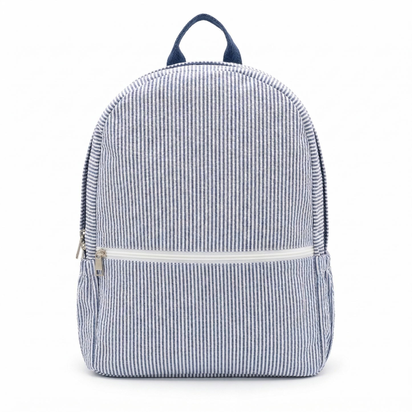 Lullabee Large Navy Seersucker Backpack - Free Pouch