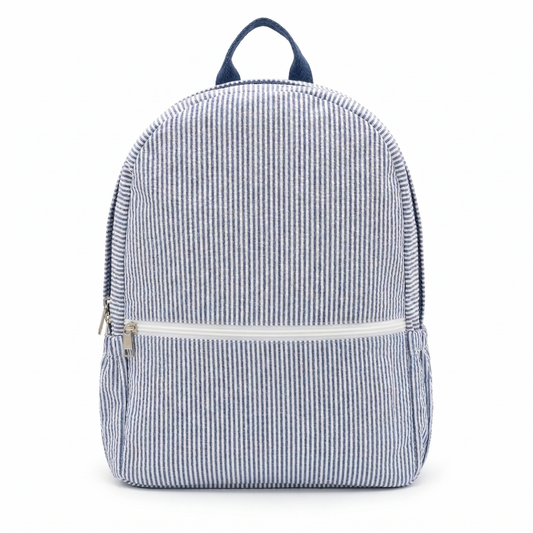Lullabee Large Navy Seersucker Backpack