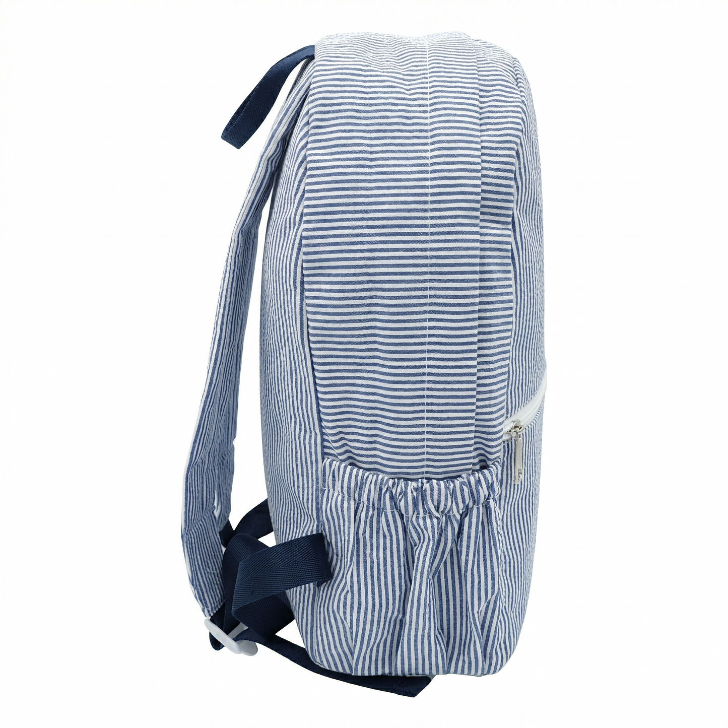 Lullabee Large Navy Seersucker Backpack - Free Pouch