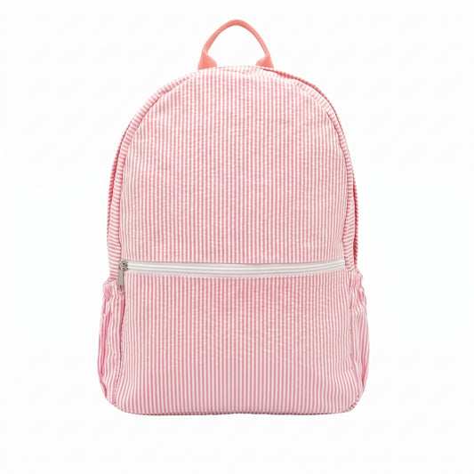 Lullabee Large Pink Seersucker Backpack