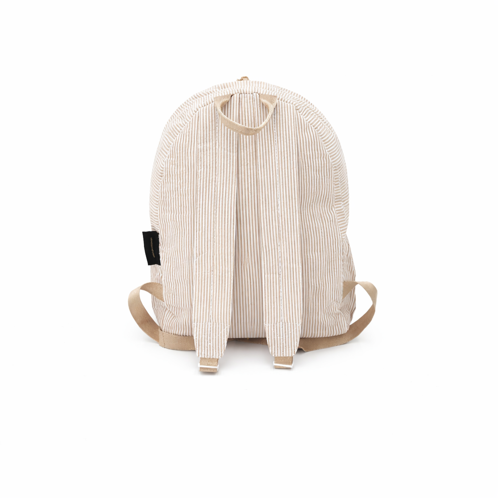 Lullabee Large Taupe Seersucker Backpack - Free Pouch