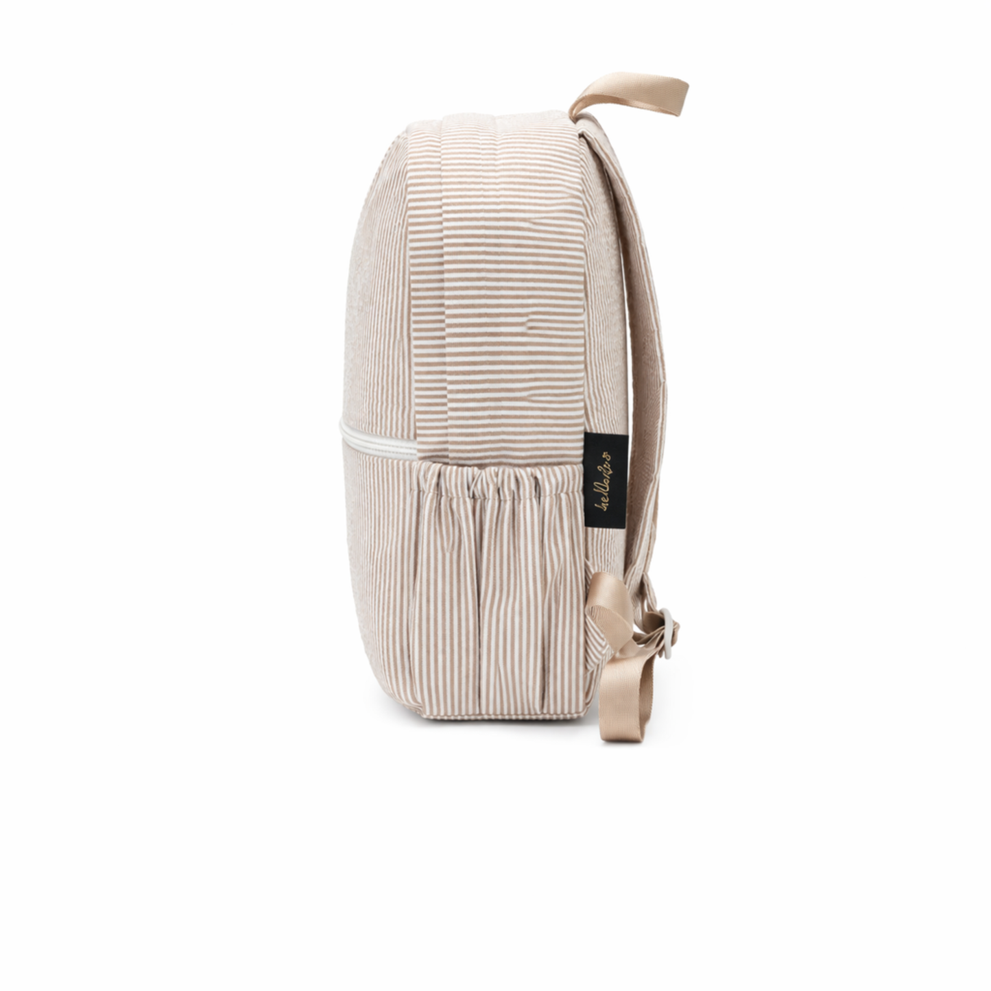 Lullabee Large Taupe Seersucker Backpack - Free Pouch