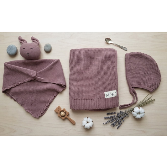 Lullabee Burgundy Cotton Luxury Knit Baby Swaddle Blanket & set