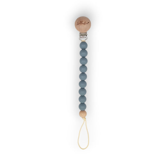 Wooden Blue Gray Pacifier Clip