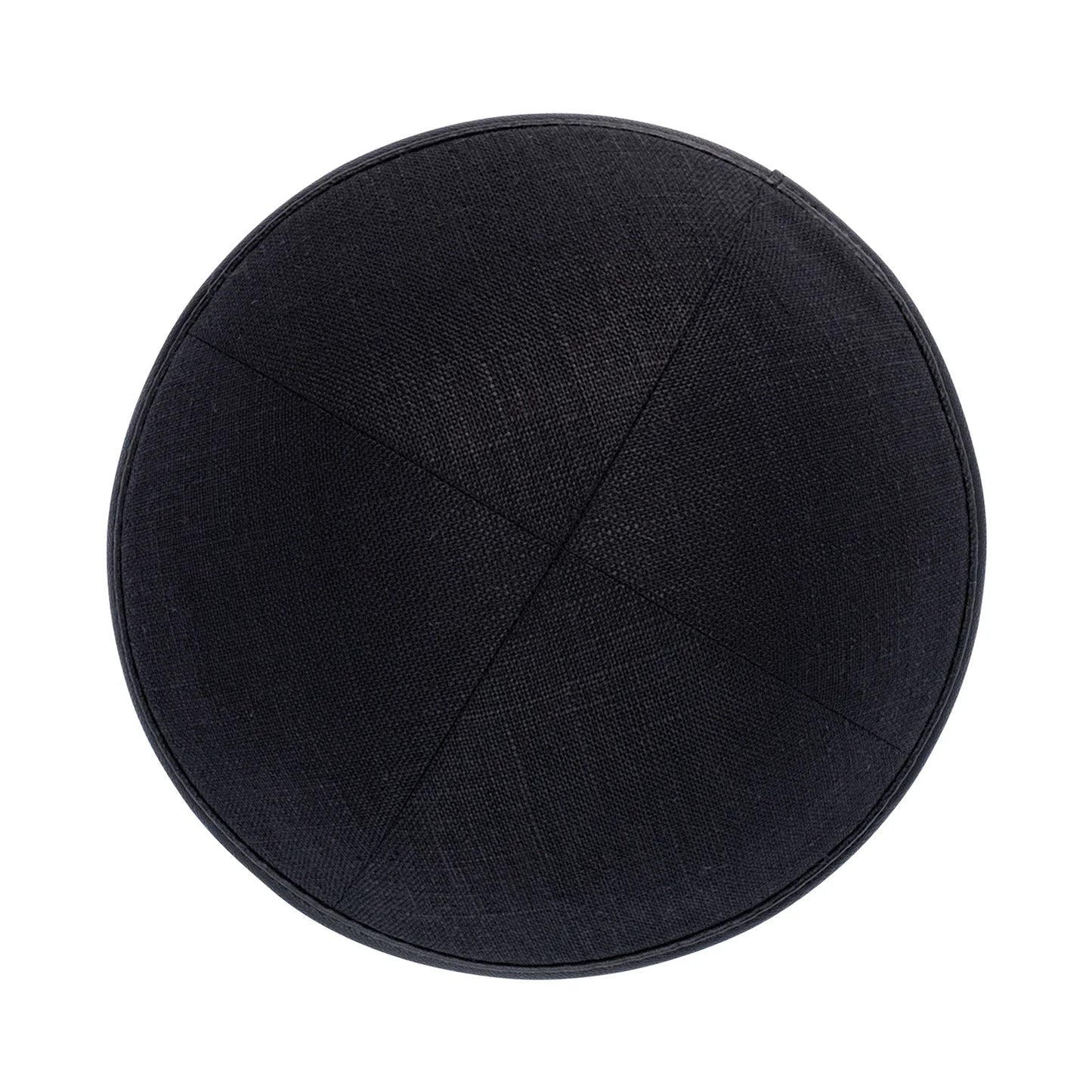 IKIPPAH LIN NOIR AVEC BORD EN CUIR YARMULKE