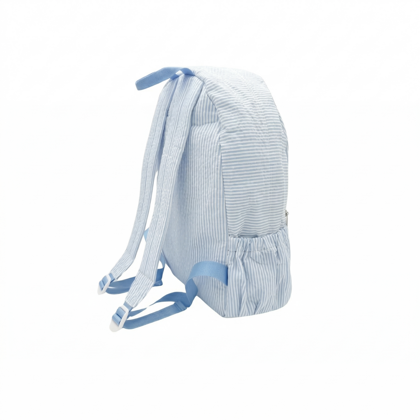 Lullabee Large Baby Blue Seersucker Backpack - Free Pouch