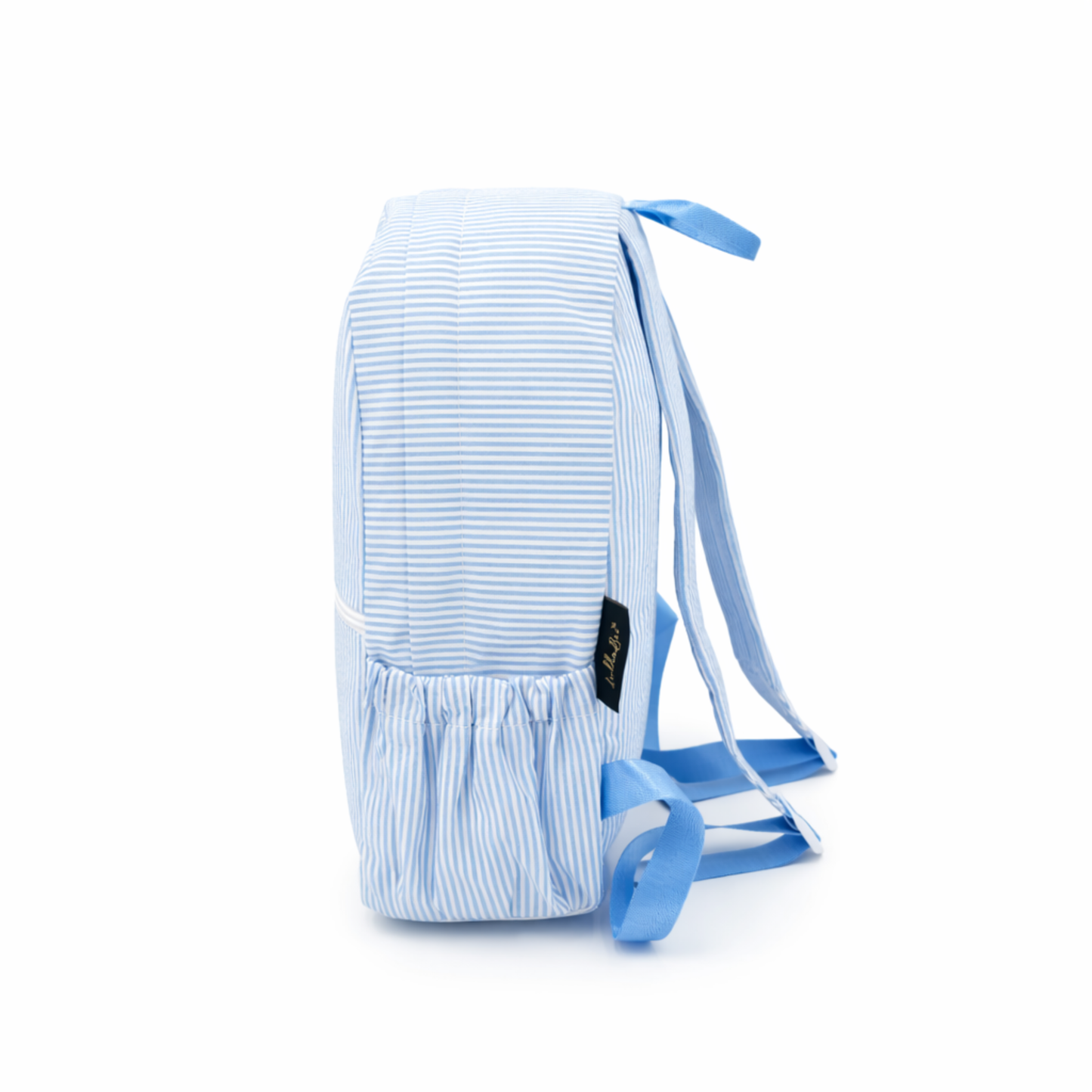 Lullabee Large Baby Blue Seersucker Backpack - Free Pouch