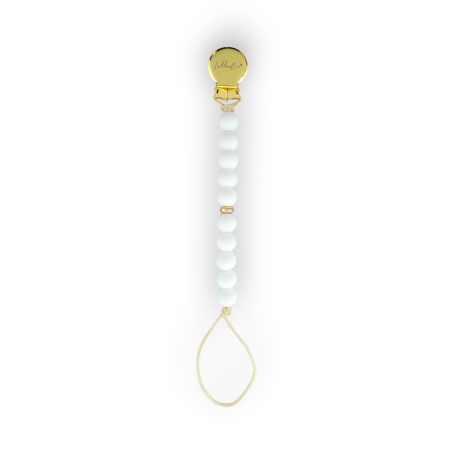 White Pearl Pacifier Clip