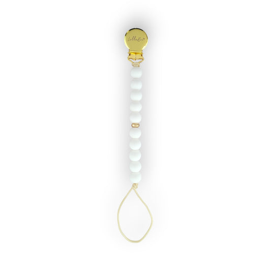 White Pearl Pacifier Clip