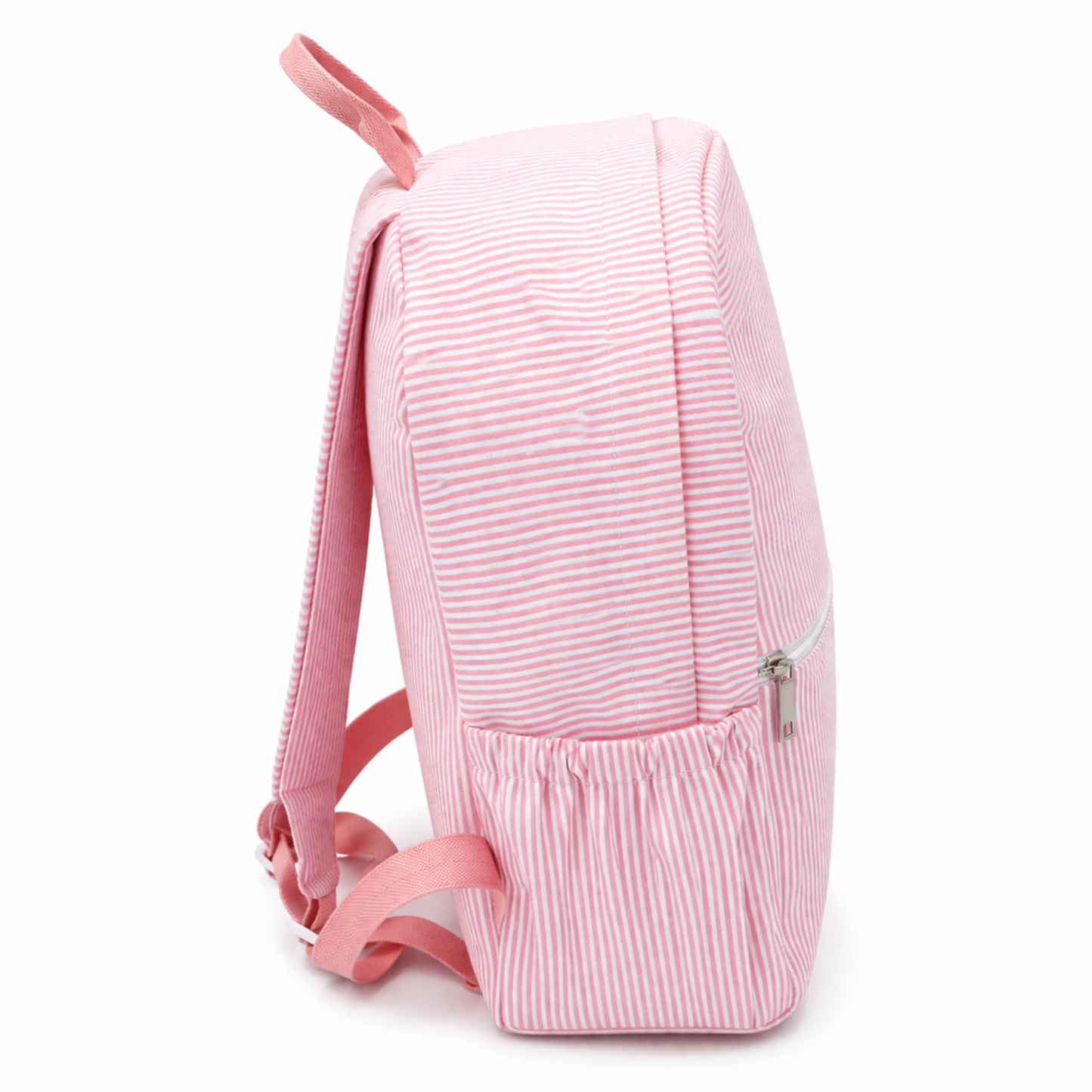 Lullabee Large Pink Seersucker Backpack - Free Pouch
