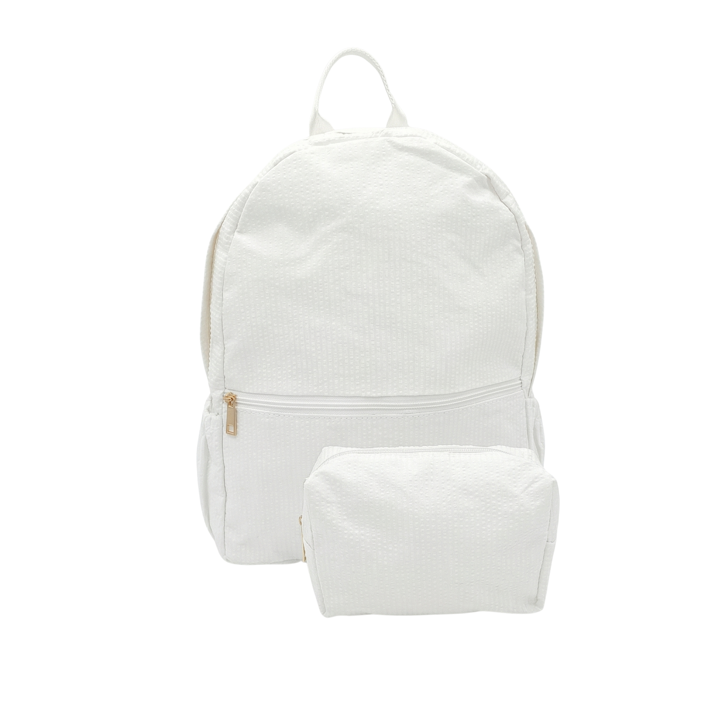 Lullabee Large White Seersucker Backpack - Free Pouch