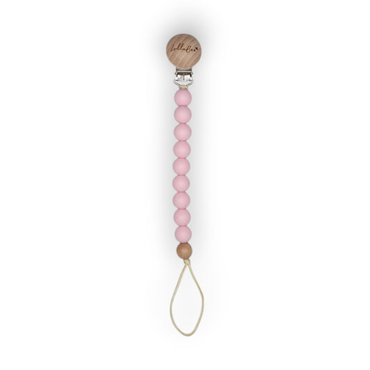 Wooden Pink Pacifier Clip